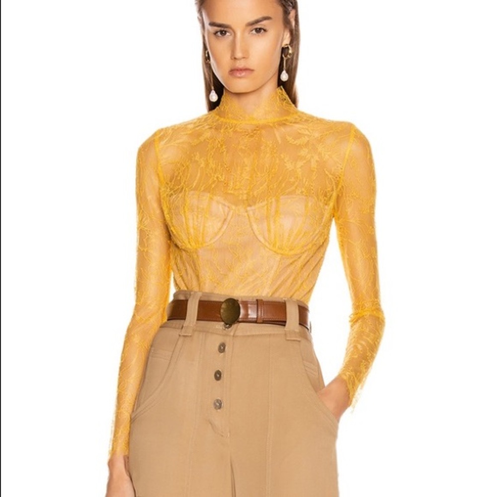 JONATHAN SIMKHAI Lace Long Sleeve Bodysuit